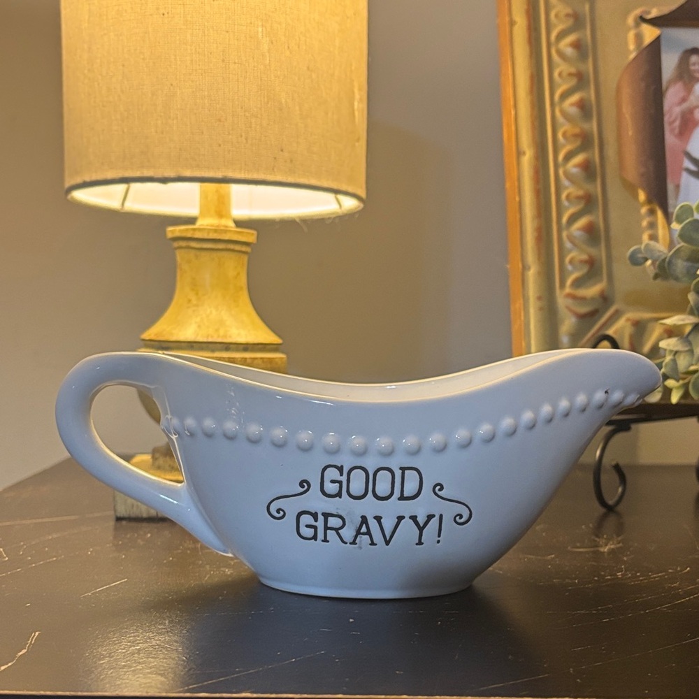White Gravy Boat with 'Good Gravy!' Text
